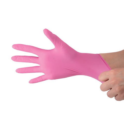 Перчатки нитриловые розовые 50пар (100штук) размер M
